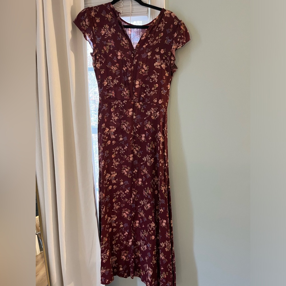 Reformation Burgundy Floral Midi Dress - Picture 5 of 6